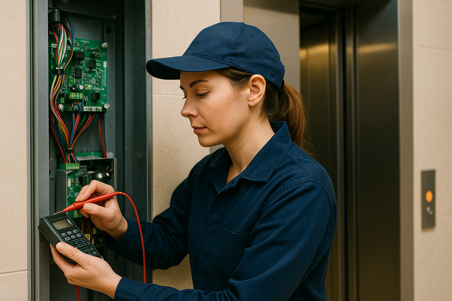 Techniker repariert Frequenzumformer